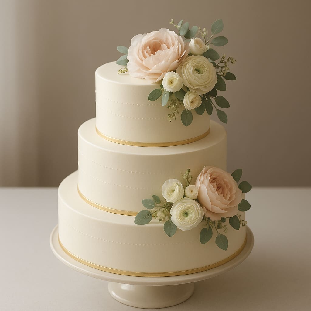 Elegante Hochzeitstorte im Atelier